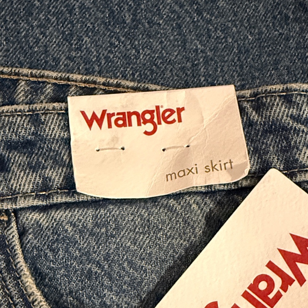 Wrangler Tall Front Slit Retro Blue Denim Long Maxi Skirt NWT - Picture 9 of 13